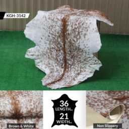 Brown & White Goat Skin Rug - Natural Animal Hide, Rustic Decor - 36x21 Inches - thumbnail 3