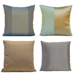 Silver & Light Pastel Green Pillow, Throw Pillow Cover, Decorative Cushion Pillowcase, Polyester, Striped Pattern - thumbnail 3