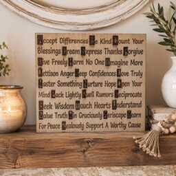 Abc's Of Life Inspirational Sign - Distressed Wood Wall Art - thumbnail 3