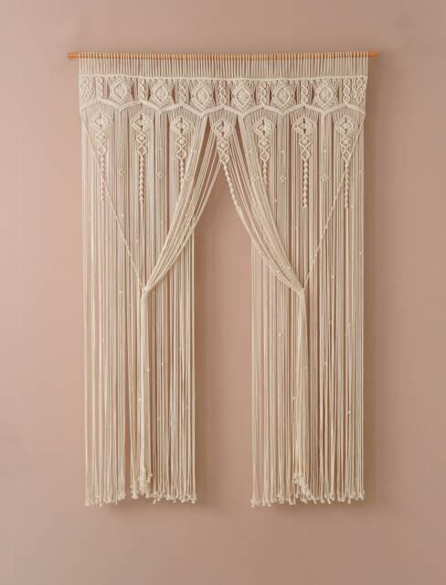Macrame Curtain, Modern Wall Art, Door Window Macrame, Farmhouse Decor, Bedroom Valance, Bohemian Tapestry, Housewarming Gift C26 - image 1
