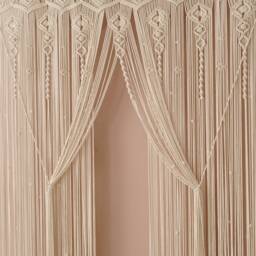 Macrame Curtain, Modern Wall Art, Door Window Macrame, Farmhouse Decor, Bedroom Valance, Bohemian Tapestry, Housewarming Gift C26 - thumbnail 4