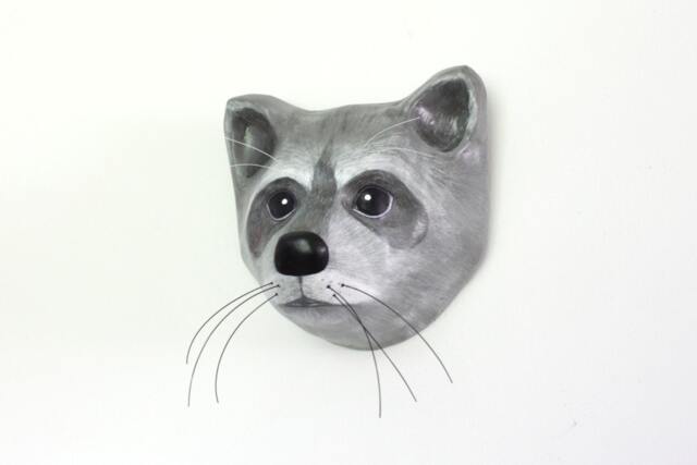 The Mask Of A Raccoon, Paper Mache, Wall Hanging, Animal Head By - Macheanimal - image 1