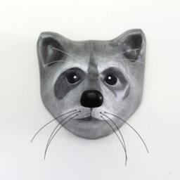 The Mask Of A Raccoon, Paper Mache, Wall Hanging, Animal Head By - Macheanimal - thumbnail 2