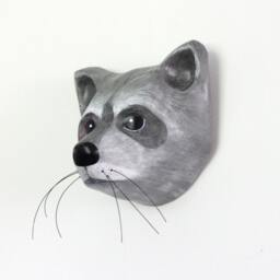 The Mask Of A Raccoon, Paper Mache, Wall Hanging, Animal Head By - Macheanimal - thumbnail 3