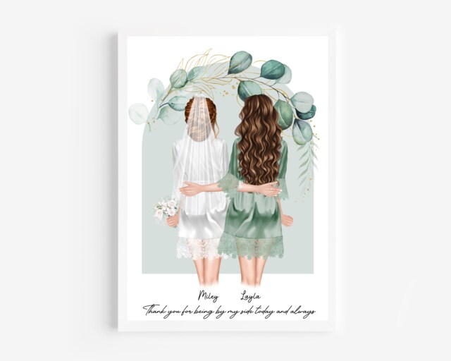 Personalised Bridesmaid Print, Maid Of Honour Print, Bridesmaid Gift, Bride Keepsake, Thank You Gift, Maid Gift - image 1