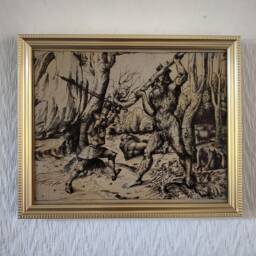"Fight in The Forest - Hans Burgkmair, C. 1500 Handmade Framed Reproduction On Canvas Knight Woodwose Art 8""x10" - thumbnail 1