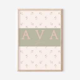 Pretty Floral Prints For Girls Room Or Nursery. Muted Neutral Colours With Personalised Name & Initial - Prints Only, Unframed - thumbnail 3