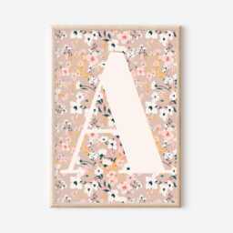 Pretty Floral Prints For Girls Room Or Nursery. Muted Neutral Colours With Personalised Name & Initial - Prints Only, Unframed - thumbnail 2