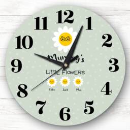 Mummy's Little Flowers Green Or Mother's Day Gift For Mum Personalised Clock - thumbnail 1