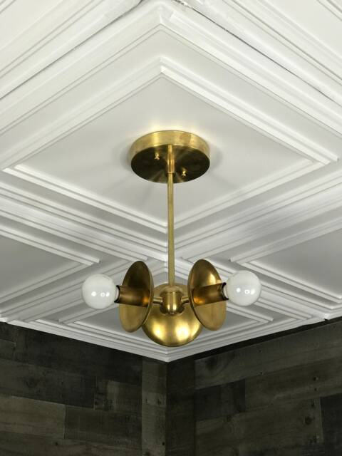 Rafia Modern 3 Light Candelabra Mid Century Chandelier - image 1