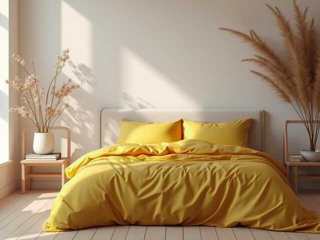 Turmeric Satin Bedding Set 1 Duvet Cover & 2 Pillowcases Cotton Comforter - image 1