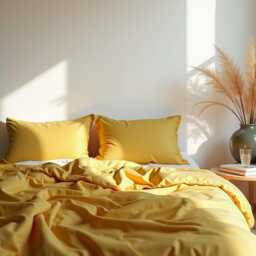 Turmeric Satin Bedding Set 1 Duvet Cover & 2 Pillowcases Cotton Comforter - thumbnail 4