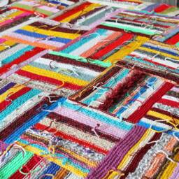 Handmade Knitted Boho Multicolor Blanket - Wool Colorful Cozy Blancket Large 235x205 cm 93x81 Inches - thumbnail 4