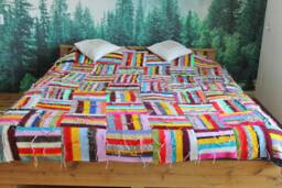 Handmade Knitted Boho Multicolor Blanket - Wool Colorful Cozy Blancket Large 235x205 cm 93x81 Inches