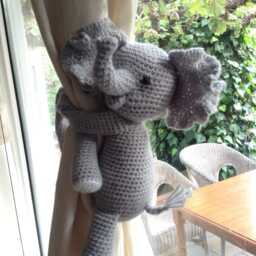 Elephant Curtain Tieback - Gray Nursery Decor, Baby Shower Gift - thumbnail 2