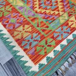 Kilim Rug Classic, Handmade Artisan Afghan Turkish Scandinavian Navajo Bohemian Wool Flatweave Multicolour 118x81 cm - thumbnail 3