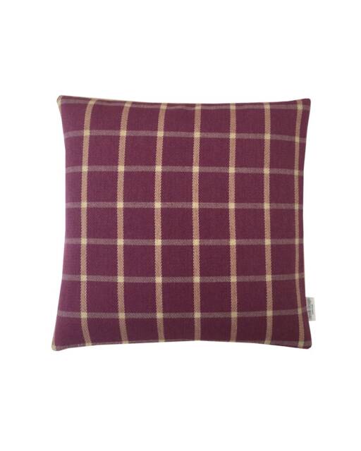 Extra-Large Tartan Plaid Throw Pillow Cover Halkirk Thistle Mulberry Cream