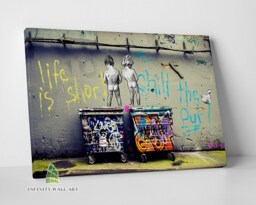 Banksy Life Is Short Canvas Art Graffiti Print Picture Abstract Framed Wall Decor -C591
