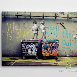 Banksy Life Is Short Canvas Art Graffiti Print Picture Abstract Framed Wall Decor -C591 - thumbnail 2