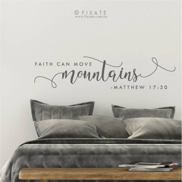 Scripture Wall Decal Bible Verse Sticker Bedroom Decor Above Bed Christian Art Vinyl Faith Can Move Mountain - image 1