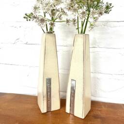 Personalised Wooden Flower Vases - Two Wood Shabby Chic Finish 5Th Anniversary Gift Wedding Gift- Keepsake For Mum - thumbnail 1