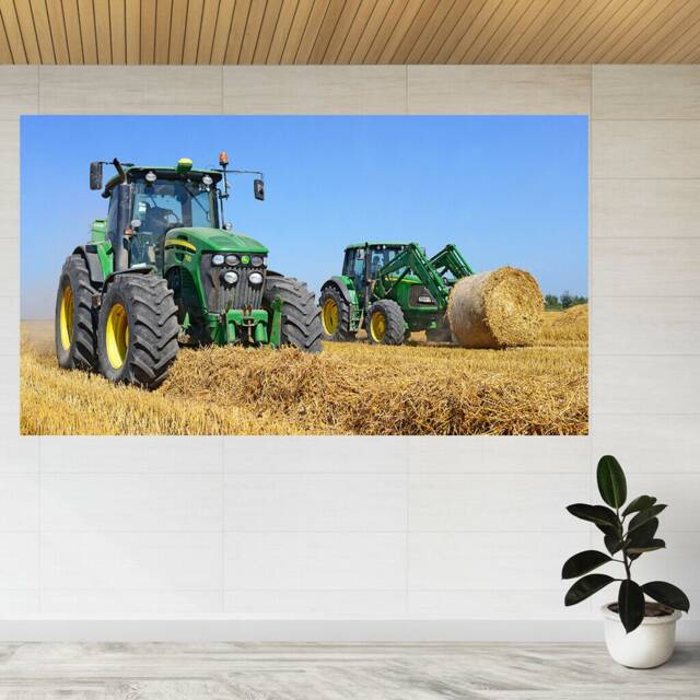 Tractor Harvesting Straw in Field 3D View Wall Sticker Poster Decal A859 - image 1