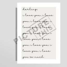 Set Of 3 Bedroom Prints - Calm Darling, I Love You Decor Wall Print Art Minimalist Quote - thumbnail 3