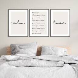 Set Of 3 Bedroom Prints - Calm Darling, I Love You Decor Wall Print Art Minimalist Quote - thumbnail 1