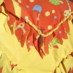 Fleece Blanket - Jungle Animals On Orange With Woven Edge - thumbnail 2