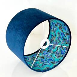 New Luxury Hq Double Sided Navy & Golden Lining Peacock Feathers Geometric Combination Lamp Shade Pendant Light - thumbnail 3