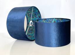 New Luxury Hq Double Sided Navy & Golden Lining Peacock Feathers Geometric Combination Lamp Shade Pendant Light - thumbnail 1