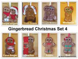 Christmas Gingerbread Men Set 4 Hanging Decoration Ornaments - thumbnail 1