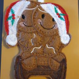 Christmas Gingerbread Men Set 4 Hanging Decoration Ornaments - thumbnail 3