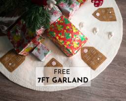 Gingerbread Designs Wool Hand Felted Red Tree Skirt For Christmas Decorations Fair Trade & Ethically Made