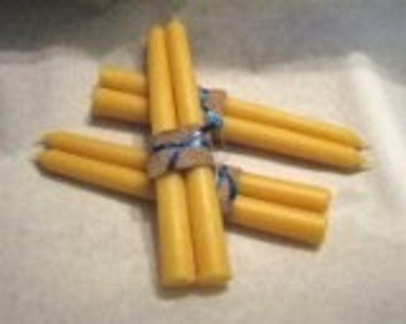 Four Natural Beeswax Taper Candles, 10 Inches Long, Free Shipping