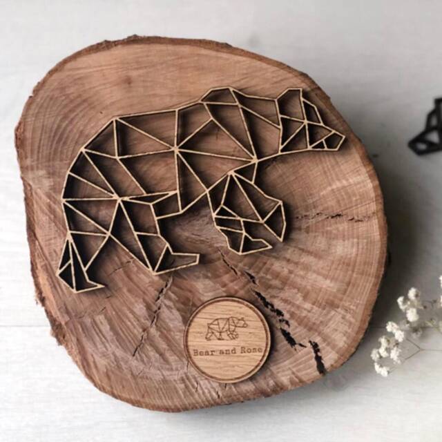 Geometric Walking Bear - Wooden Wall Art Home Nursery - image 1