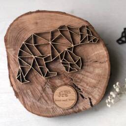 Geometric Walking Bear - Wooden Wall Art Home Nursery