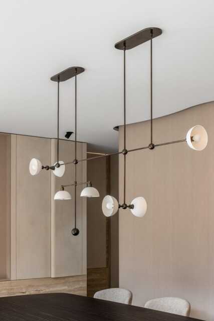 1950's Mid Century Trapeze 7 Mobile Celling Flush Mount Fixture Pendant Light Cosmic Duo Regolith Modern Brass Oxbow Chandelier - image 1