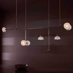 1950's Mid Century Trapeze 7 Mobile Celling Flush Mount Fixture Pendant Light Cosmic Duo Regolith Modern Brass Oxbow Chandelier - thumbnail 2