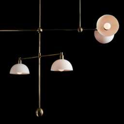 1950's Mid Century Trapeze 7 Mobile Celling Flush Mount Fixture Pendant Light Cosmic Duo Regolith Modern Brass Oxbow Chandelier - thumbnail 3