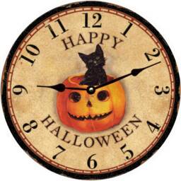 Happy Halloween Wall Clock - Orange & Black Clock - thumbnail 3