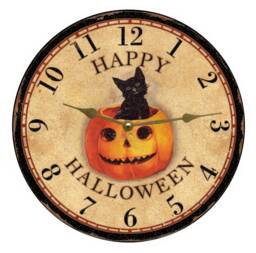 Happy Halloween Wall Clock - Orange & Black Clock