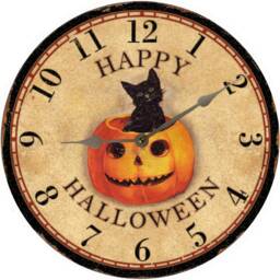 Happy Halloween Wall Clock - Orange & Black Clock - thumbnail 2