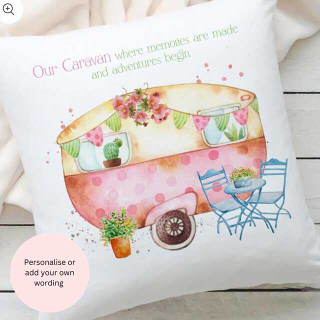 Personalized Caravan Cushion Holiday Home Decor, Camping Gift - image 1