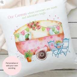 Personalized Caravan Cushion Holiday Home Decor, Camping Gift - thumbnail 1