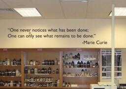 "One Never Notices What Has Been Done Can Only See Remains To Be Done. Marie Curie Wall Quote Decal Sticker 9""x48" - thumbnail 1