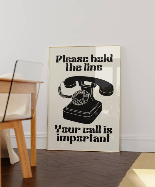 Retro Telephone Art Print Funky Corded Phone Poster - image 1