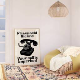 Retro Telephone Art Print Funky Corded Phone Poster - thumbnail 2