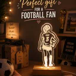 Personalised Girls Football Night Light - Custom Name Led Lamp - thumbnail 3