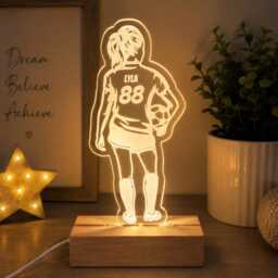 Personalised Girls Football Night Light - Custom Name Led Lamp - thumbnail 4